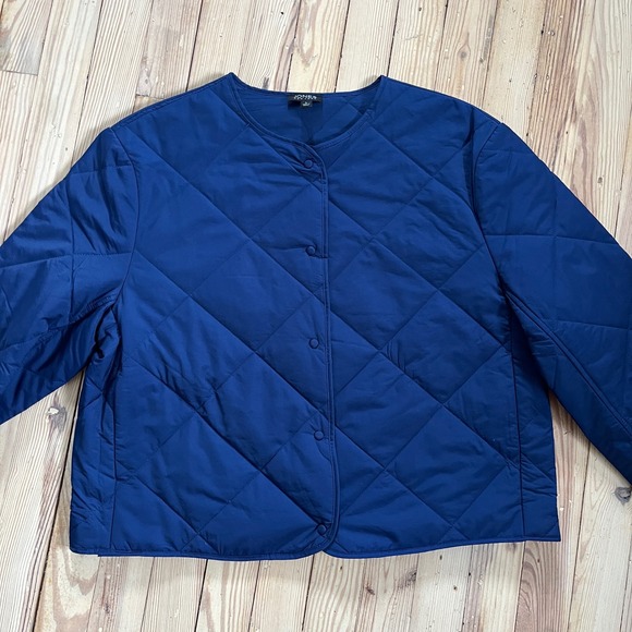 nwt JONES NEW YORK Quilted Navy Blue Collarless Button Front Jacket Women large - Picture 7 of 11